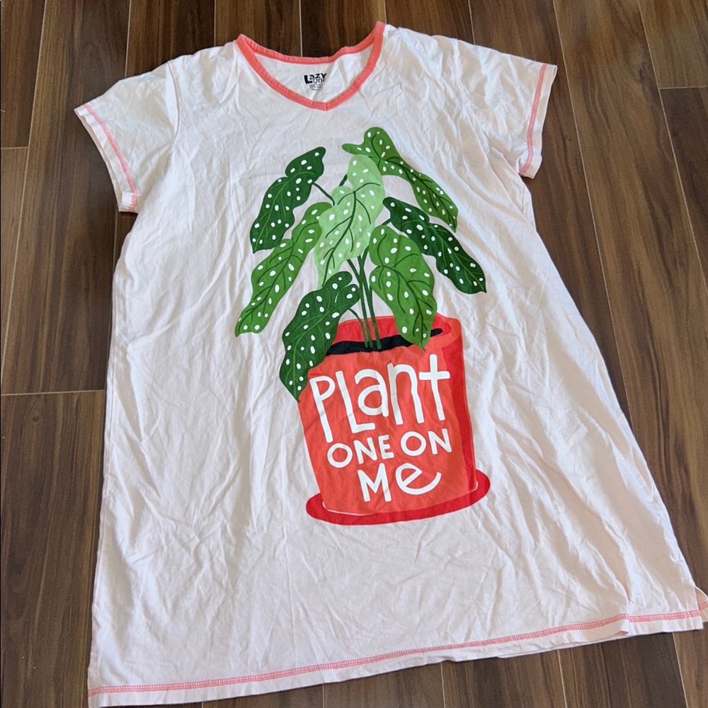 Large Lazy One 100% cotton Plant one On me nightgown sleep shirt